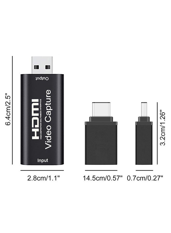 Tersely 2in1 4K HDMI Portable Audio Video Capture Cards, HDMI to USB & USB-C 1080P Record Via DSLR Camcorder for Windows Mac OS MacBook HD Acquisition, Live Broadcasting, Video Conference, Gaming - Image 2