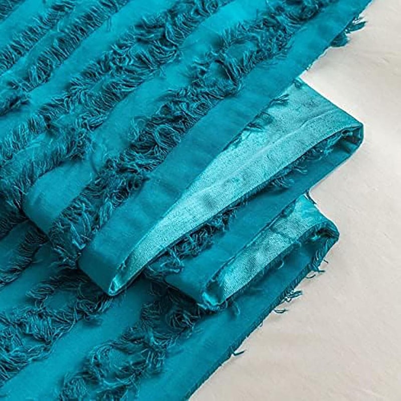 Bed Runner,for Foot of Bed Quilted Scarves Jacquard Tassel Throw Cotton Linen Solid Color,Sky Blue-45 * 210cm - Image 5