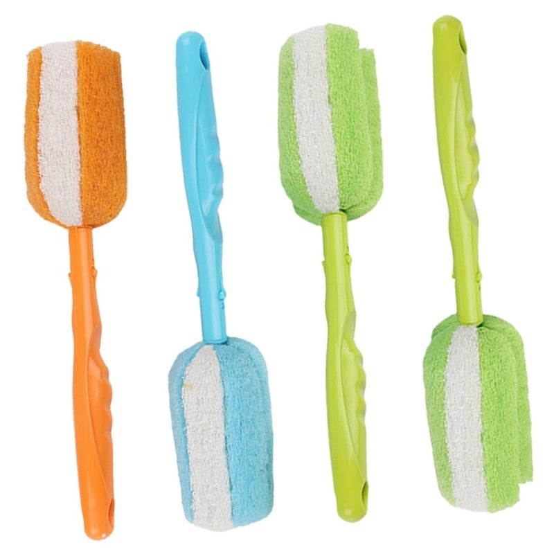 4 Piece Multifunctional Cleaning Brush Set Long Handle Cup Brush For Wine Milk Bottles Convenient Hanging Design Strong Dirt Removing Power Kitchen Household Use - Image 2