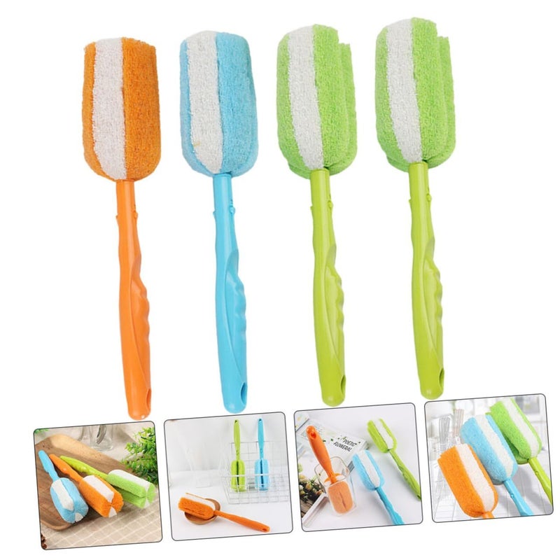 4 Piece Multifunctional Cleaning Brush Set Long Handle Cup Brush For Wine Milk Bottles Convenient Hanging Design Strong Dirt Removing Power Kitchen Household Use - Image 4