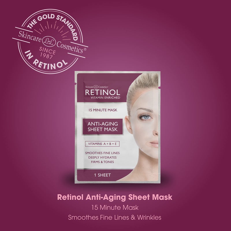 RETINOL LIVAURA Retinol Anti-Aging Sheet Mask â€“ Hydrating Vitamin-Enriched 15 Minute Treatment With Collagen Firms Face â€“ Exfoliates for Improvement In Tone & Minimizes Fine Lines For Noticeable Difference - Image 3