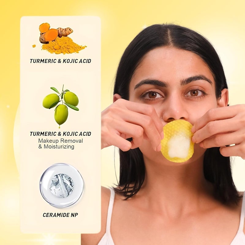 LEXUN Kogic Acid and Turmeric Cleansing Peds, Turmeric Kojic Aeid Lemon Chamomile Peds, Kojic Acid Turmeric Cleansing Pads for Face -60PCS (PACK OF 1) - Image 4
