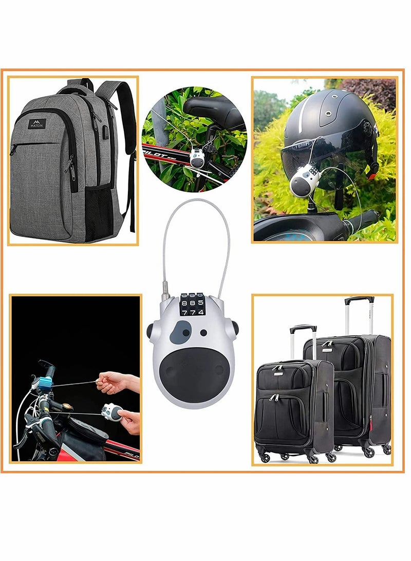 Combination Lock Cable Lock Padlock with 3 Digit Numeric Code, 80CM Extendable Cable, Heifer Shape, Customized Safety Lock for Suitcase Stroller Luggage Laptop(Silver) - Image 5