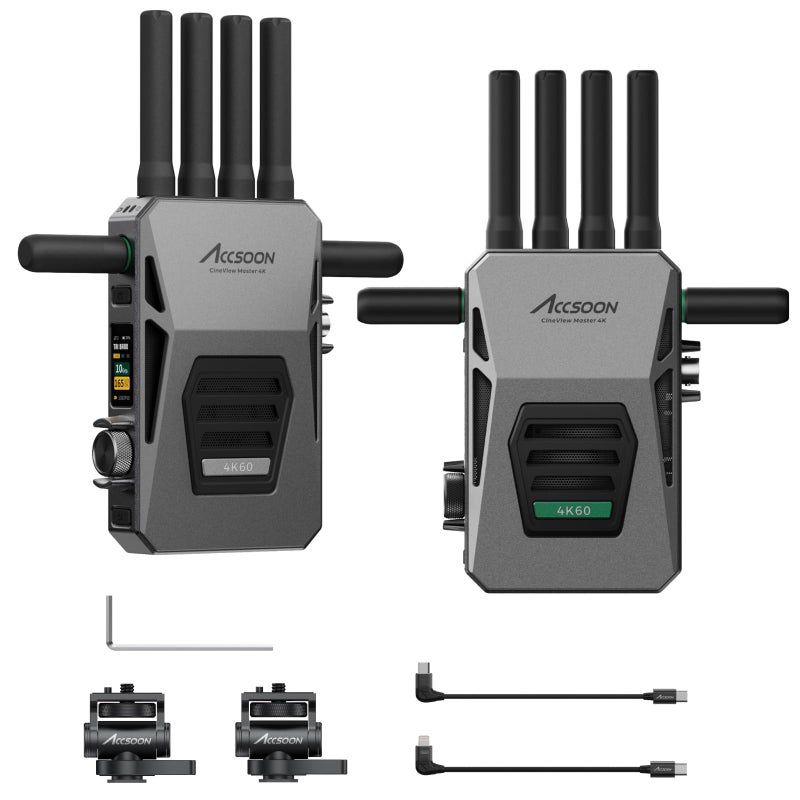ACCSOON CineView Master 4k Wireless Video Transmission System TransmitterReceiver 245Ghz6GHz TriBand Transmission 604k Resolution 25 ms Latency 8202ft Range 1 Wired 4 Wireless Connections - Image 2