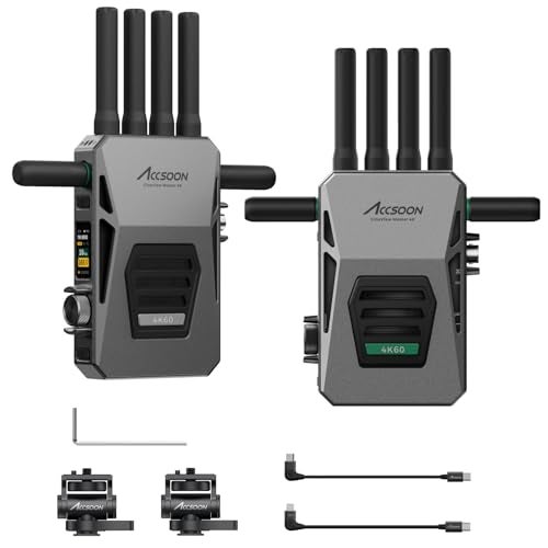 ACCSOON CineView Master 4k Wireless Video Transmission System TransmitterReceiver 245Ghz6GHz TriBand Transmission 604k Resolution 25 ms Latency 8202ft Range 1 Wired 4 Wireless Connections - Image 1