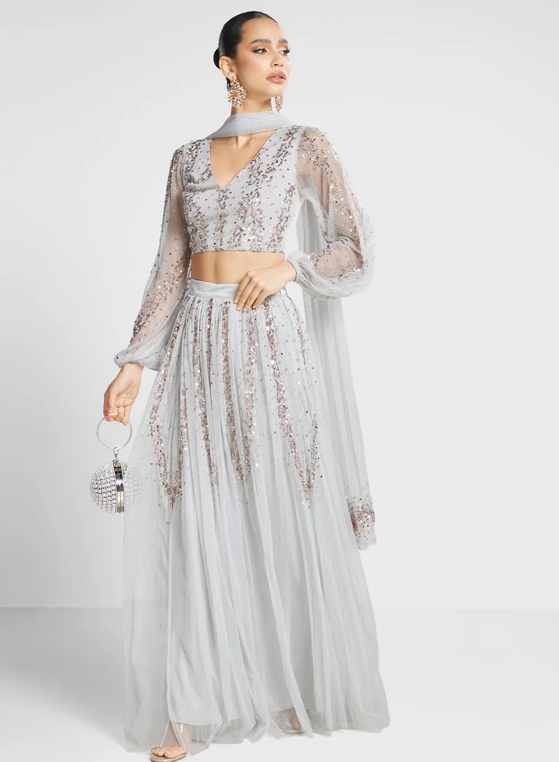 Maya Embellished Mesh Detail Top