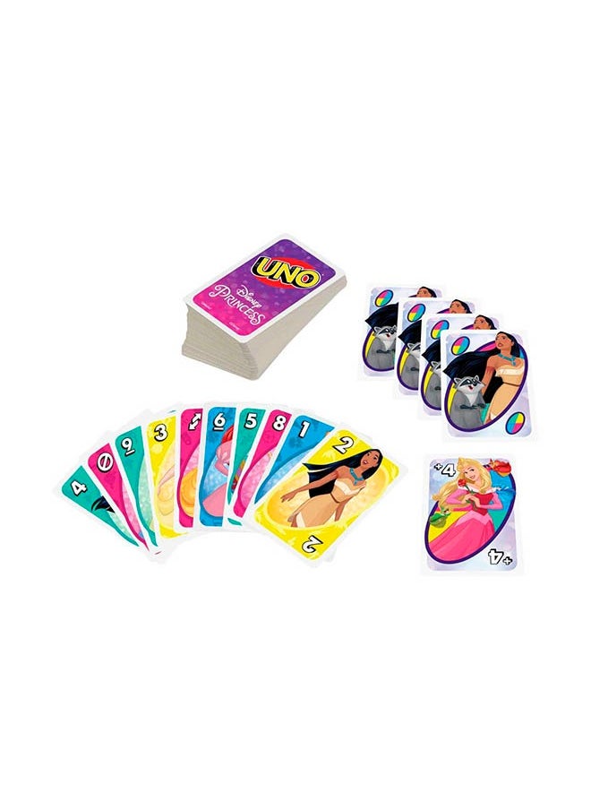 Mattel Games إصدار UNO الأصلي - لعبة بطاقات مطابقة كلاسيكية مع سندريلا، ياسمين وتيانا، بطاقة البرية "قوة الصداقة"، مثالية للأطفال من سن 7 سنوات فما فوق  - Image 2