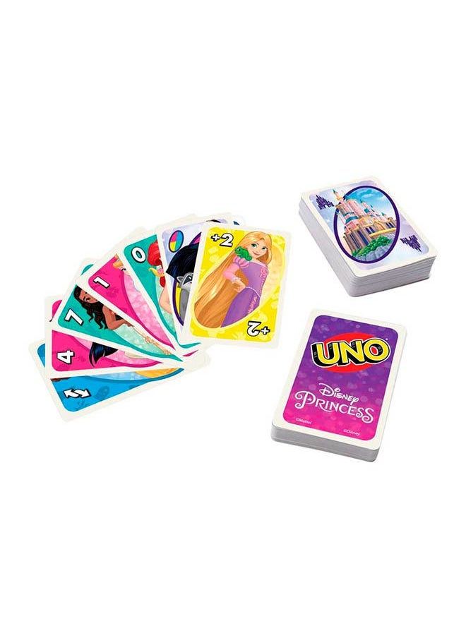 Mattel Games إصدار UNO الأصلي - لعبة بطاقات مطابقة كلاسيكية مع سندريلا، ياسمين وتيانا، بطاقة البرية "قوة الصداقة"، مثالية للأطفال من سن 7 سنوات فما فوق  - Image 3