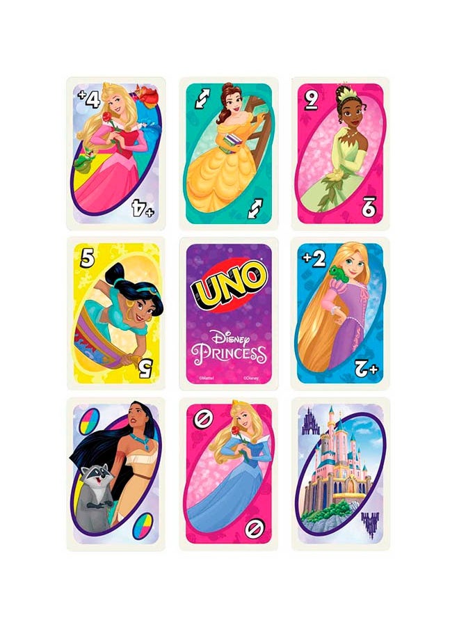 Mattel Games إصدار UNO الأصلي - لعبة بطاقات مطابقة كلاسيكية مع سندريلا، ياسمين وتيانا، بطاقة البرية "قوة الصداقة"، مثالية للأطفال من سن 7 سنوات فما فوق  - Image 5