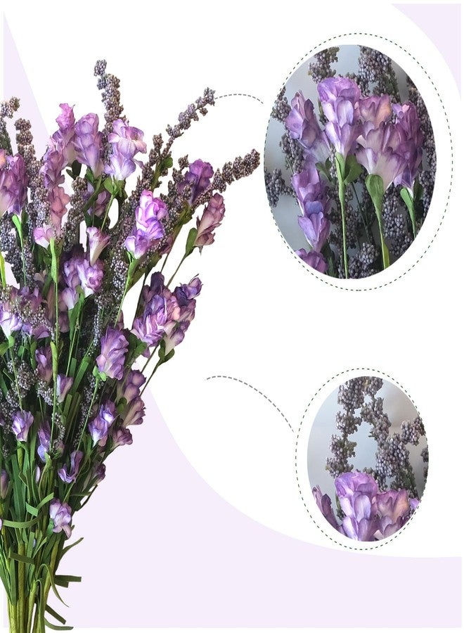 TEMPUS 10Pcs Artificial Spring/Summer Flowers Outdoor Fall Decor Artificial Grains Flowers UV Resistant Fake Plants Wedding Party Indoor Garden Decor(Purple) - Image 2