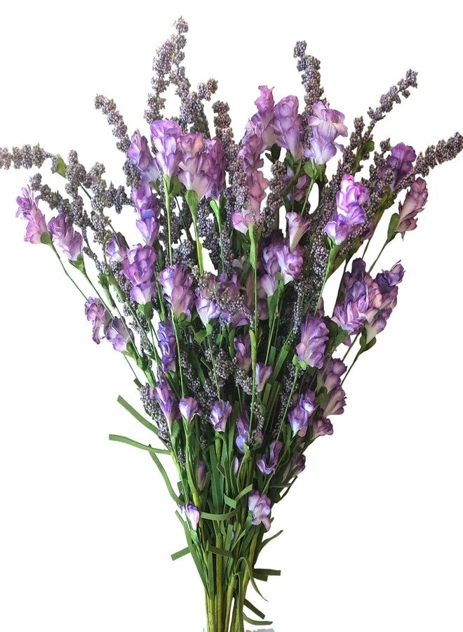 TEMPUS 10Pcs Artificial Spring/Summer Flowers Outdoor Fall Decor Artificial Grains Flowers UV Resistant Fake Plants Wedding Party Indoor Garden Decor(Purple) - Image 1