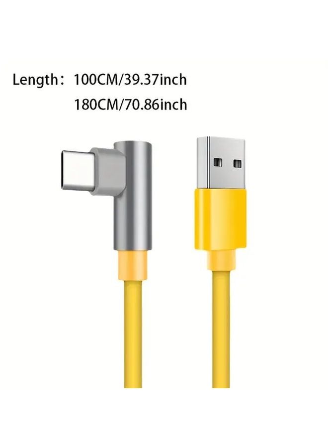 120W USB A To Type C Fast Charging Elbow Turbo Cable Yellow 39 37 Inch For Xiaomi - Image 3