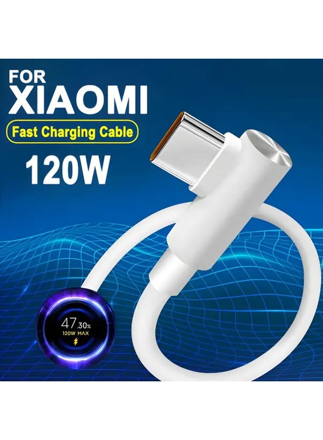 120W USB A To Type C Fast Charging Elbow Turbo Cable Yellow 39 37 Inch For Xiaomi - Image 2