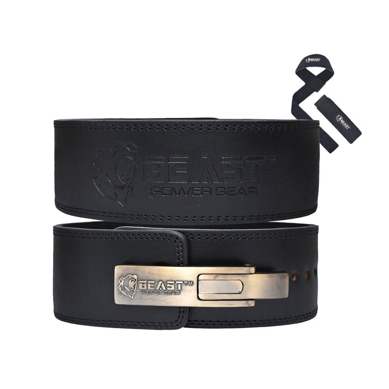 Beast Power Gear Lever belt Weight Lifting 10MM 13MM Leather Lever Belt Powerlifting Free Strap Lower Back Support for Weightlifting Deadlifts Squats Power Belt Men Women BlackBlack Small - Image 2