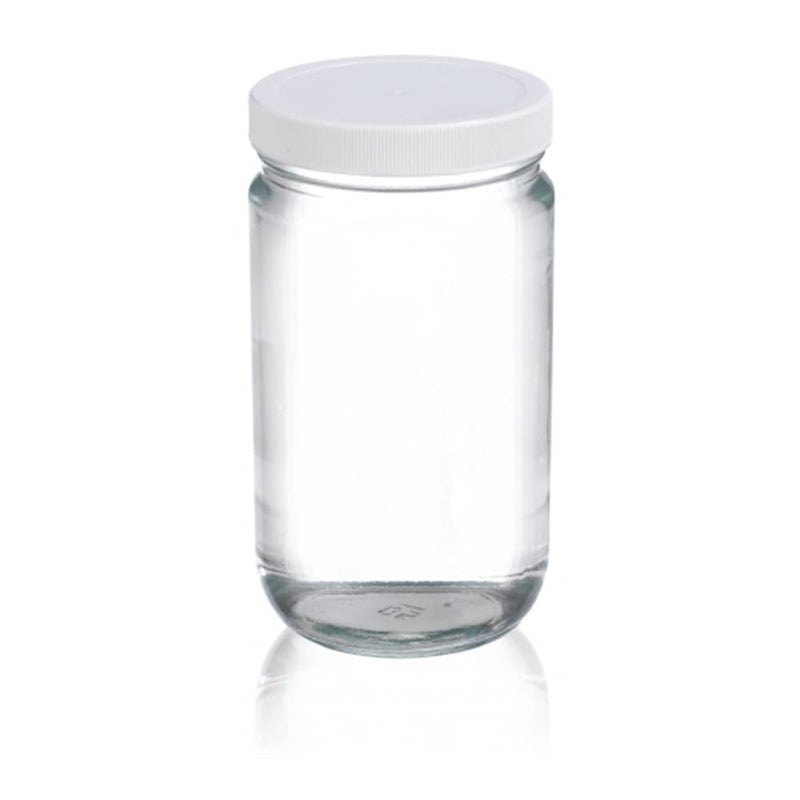 Wheaton W216903 Clear Glass 2oz Straight Sided Jar, with 53-400 White Polypropylene Poly-Vinyl Lined Screw Cap (Case of 24) - Image 3