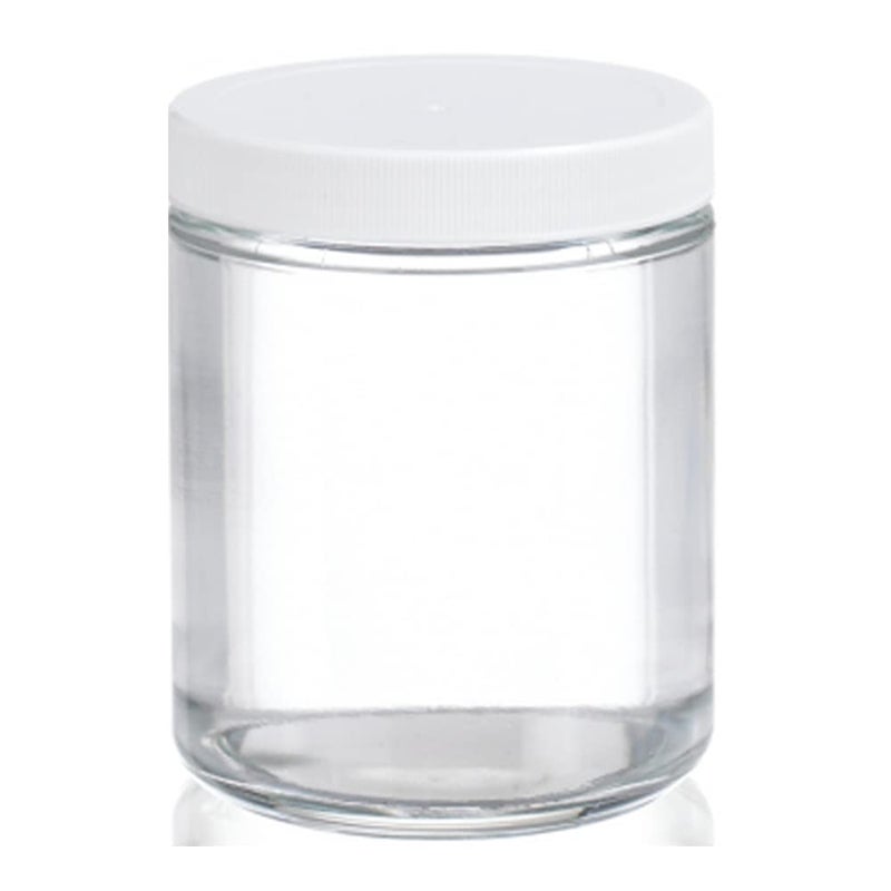Wheaton W216903 Clear Glass 2oz Straight Sided Jar, with 53-400 White Polypropylene Poly-Vinyl Lined Screw Cap (Case of 24) - Image 2