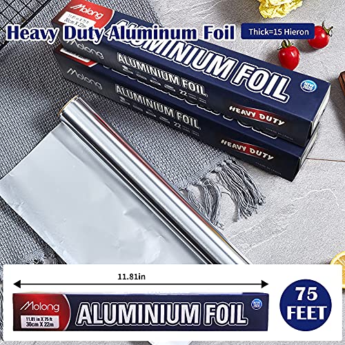 MGENLONG Aluminum Foil Wrap 75 Feet Long Heavy Duty Food Foil Wrap Kitchen Rap Suitable for Cooking, Roasting, Baking,BBQ and Family Parties (2 PACK) - Image 2
