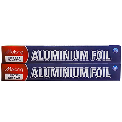 MGENLONG Aluminum Foil Wrap 75 Feet Long Heavy Duty Food Foil Wrap Kitchen Rap Suitable for Cooking, Roasting, Baking,BBQ and Family Parties (2 PACK) - Image 1