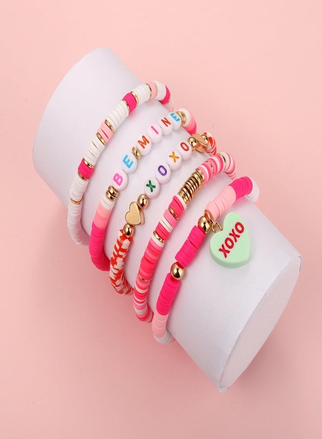 سيالكسهيني أطواق رأس لعيد الحب من سيالكسيني للنساء، أطواق رأس على شكل قلوب محادثة، أساور هيشي وردية، أقراط LOVE XOXO، ملابس وإكسسوارات وهدايا مجوهرات لعيد الحب، هدايا للحفلات (النمط د) - Image 4