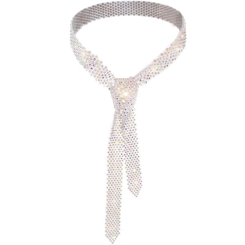 Glamorstar Rhinestone Neck Tie Gift for Women Silver - Image 1