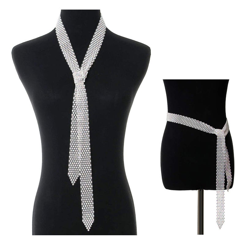 Glamorstar Rhinestone Neck Tie Gift for Women Silver - Image 5