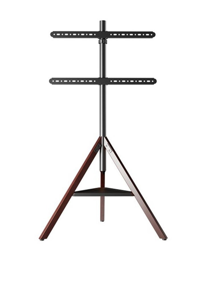 Height Adjustable Floor TV Stand with Tripod Base and Storage Trays for 32-75 inch Screens, 180°Swivel Portable TV Mount for Bedroom, Living Room, Studio