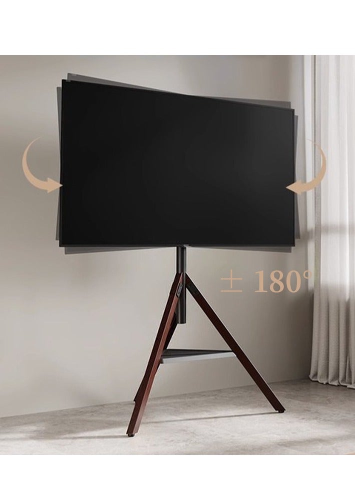 Height Adjustable Floor TV Stand with Tripod Base and Storage Trays for 32-75 inch Screens, 180°Swivel Portable TV Mount for Bedroom, Living Room, Artistic Easel Studio