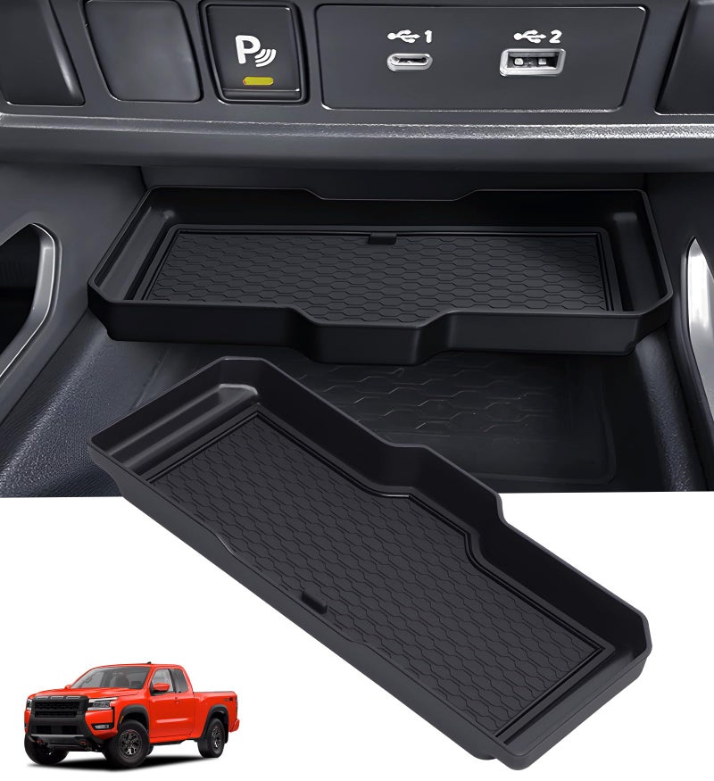 Katorn Center Console Organizer Compatible with Nissan Frontier 2026 2025 2024 2023 2022 Interior Accessories for Under Climate Controls Interior Storage Divider Tray for 20222026 Frontier Black - Image 3