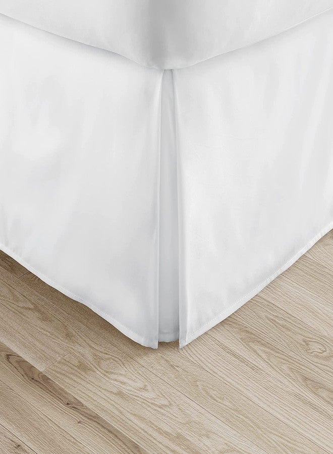 sheetsnthings Microfiber Bed Skirts (14 inch Drop) -Twin Extra Long (XL) Size, Solid White- Pleated Tailored Bedskirts with Split Corners