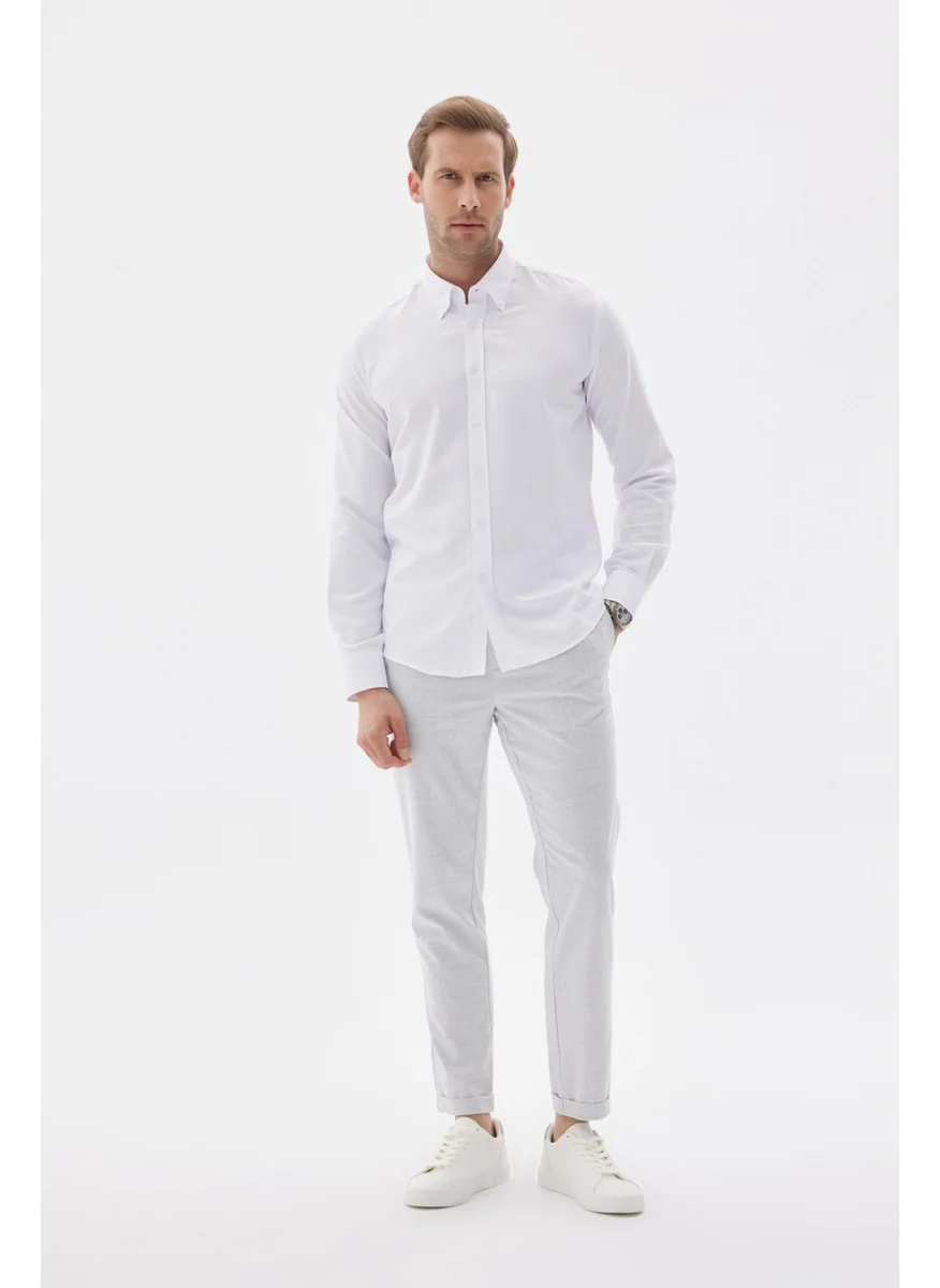 Odelon Easy Iron Oxford Men's White Slim Fit Shirt MARS36