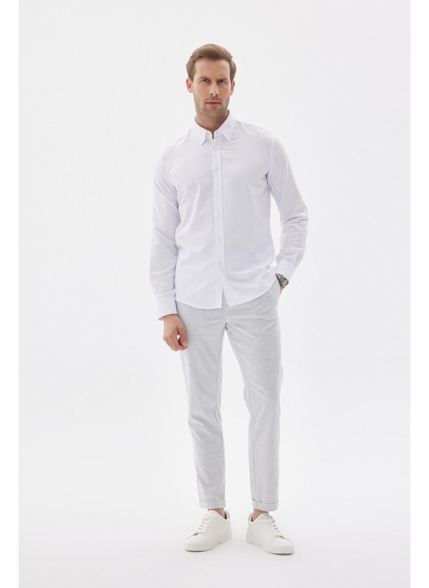 Odelon Easy Iron Oxford Men's White Slim Fit Shirt MARS36  - Image 2