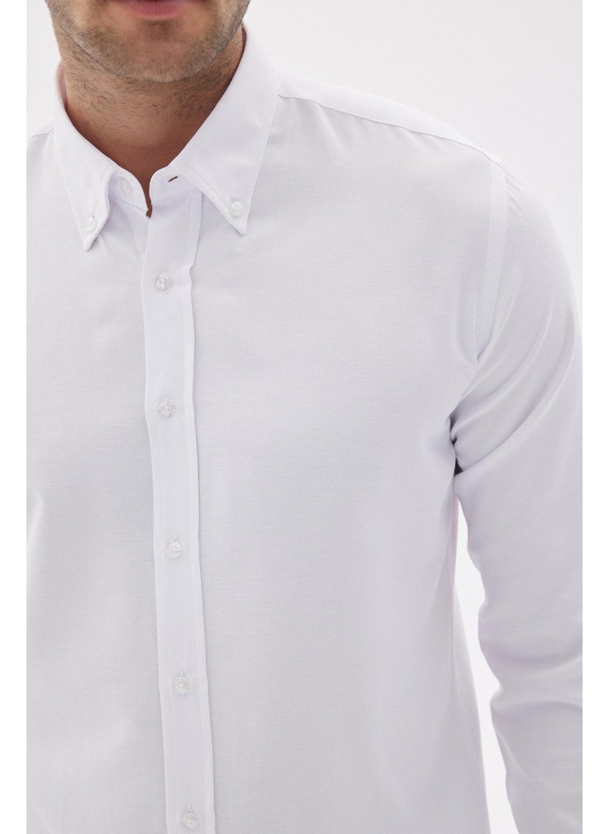 Odelon Easy Iron Oxford Men's White Slim Fit Shirt MARS36  - Image 4