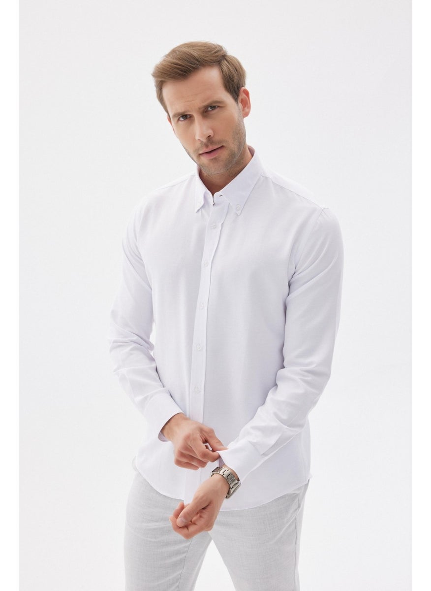 Odelon Easy Iron Oxford Men's White Slim Fit Shirt MARS36  - Image 1