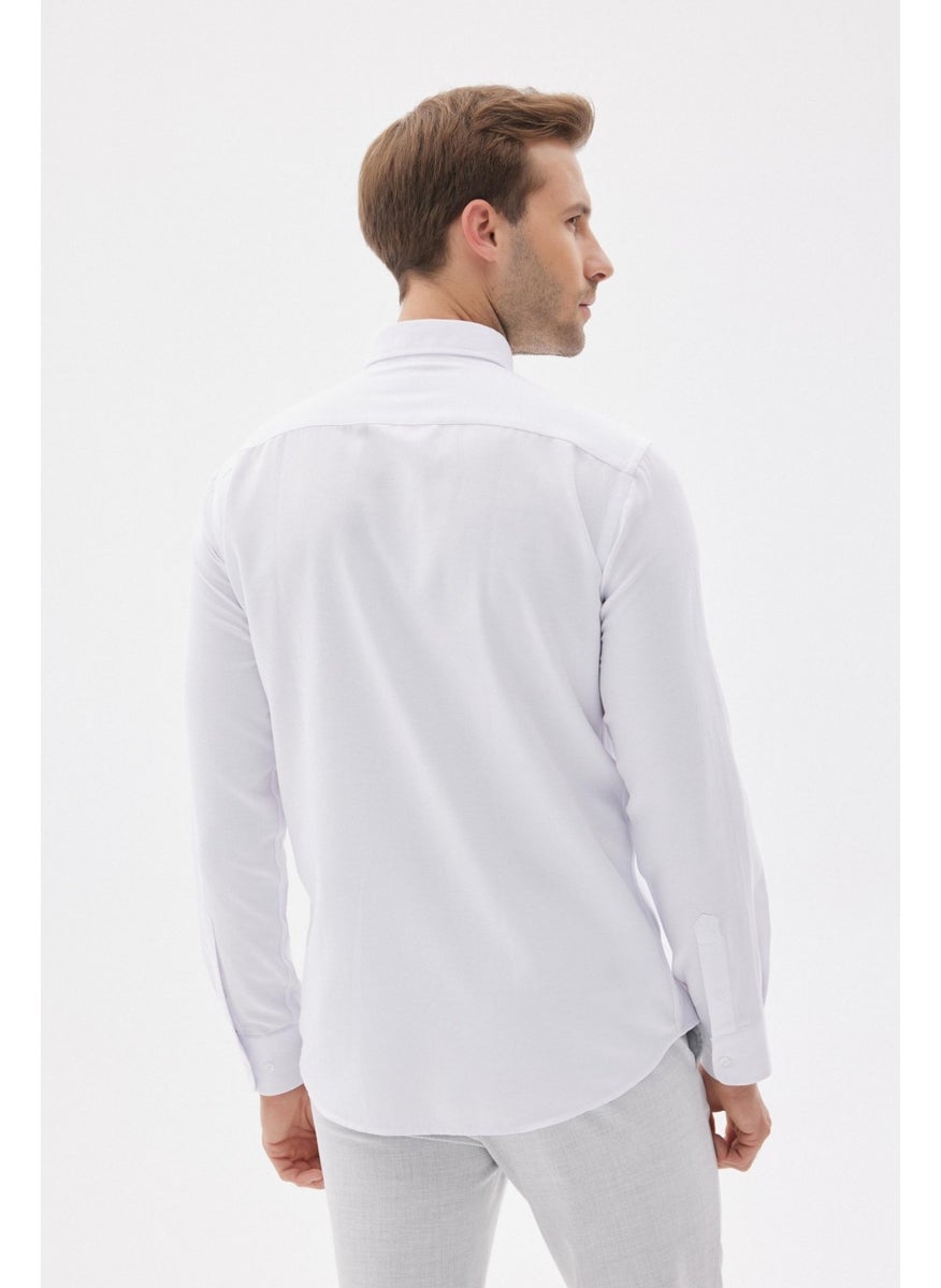 Odelon Easy Iron Oxford Men's White Slim Fit Shirt MARS36  - Image 5