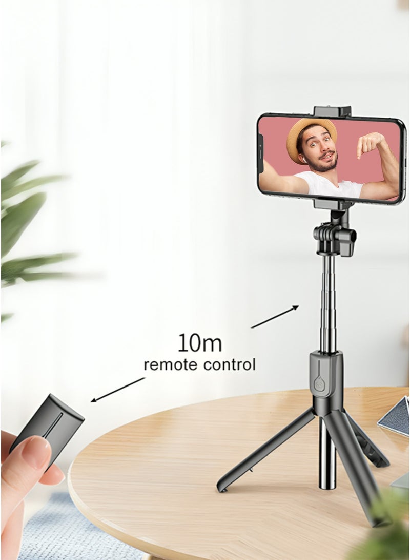 Selfie Stick Tripod Stand – Stainless Steel, Extendable Up to 175cm, Bluetooth Remote Shutter, Anti-Shake with Built-in Fill Light, Perfect for Vlogging  Professional Photography, Compatible with All Smartphones  Cameras – Black - Image 4
