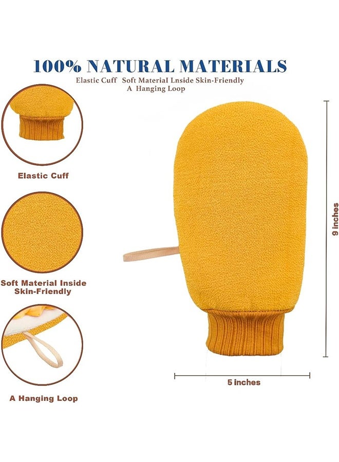 2PCS Deep Exfoliating Gloves for Shower, Double Sided Exfoliating Gloves, Home Spa Massage Body Scrub Gloves, Eco-Friendly Loofah Pulp, Dead Skin Remover and Body Scrub (Yellow) - Image 2