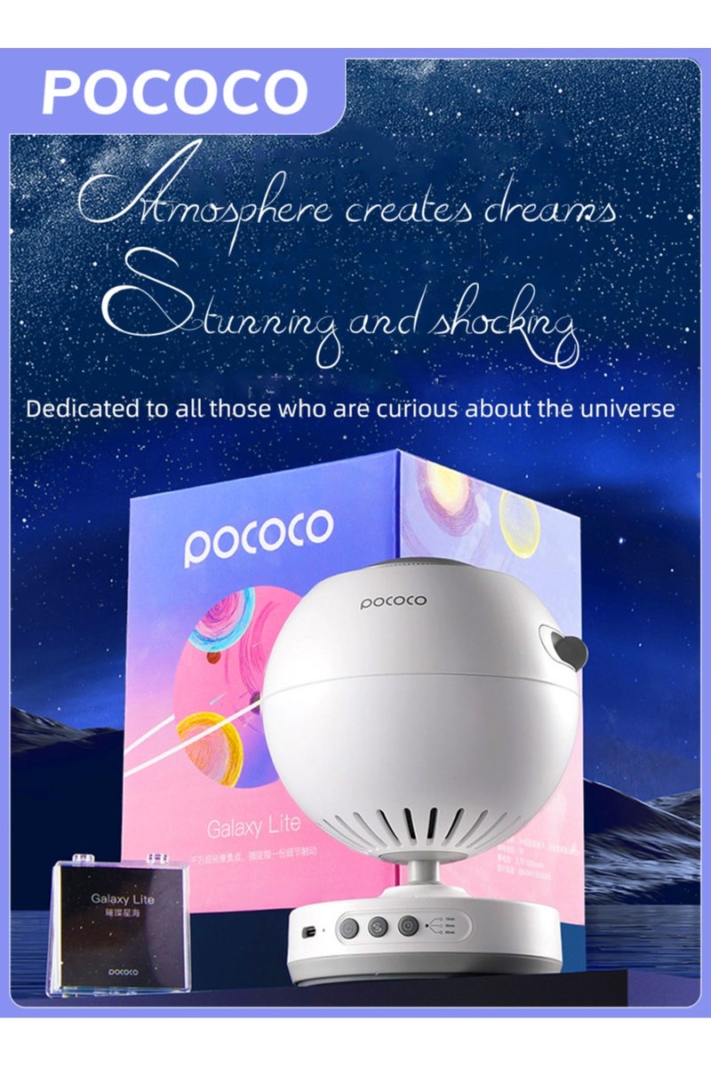 POCOCO Galaxy Lite Star Projector, Starry Sky Projector Home Planetarium Night Light Lamp Baby Kids Room Decoration Galaxy Projector for Party Birthday Gift (White) - Image 2