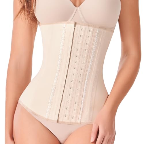 Ann Chery Corset Waist Trainer for Women - Colombian Waist Cincher - 3 Hook Latex Body Shaper Beige - Image 4