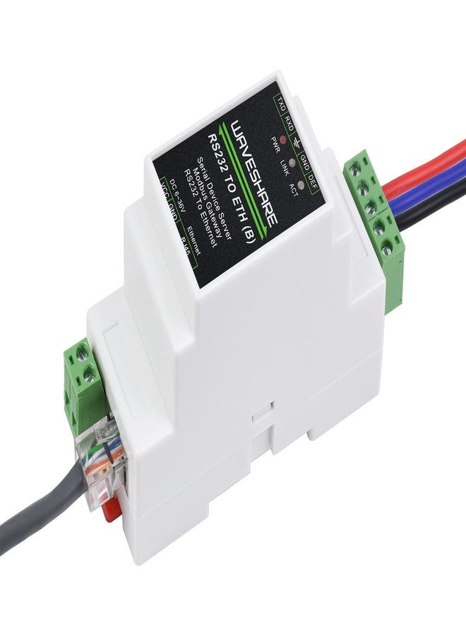 Waveshare Industrial Serial Server, RS232 to RJ45 Ethernet, TCP/IP to Serial, Rail-Mount Support - Image 1