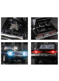 Generic 1/32 Dodge Charger Car Model - Fast & Furious Dom's 1970 R/T Alloy Diecast Pull-Back Toy with Lights & Sounds, Collectible Muscle Vehicle Gift for Kids & Adults, Black  - Image 5