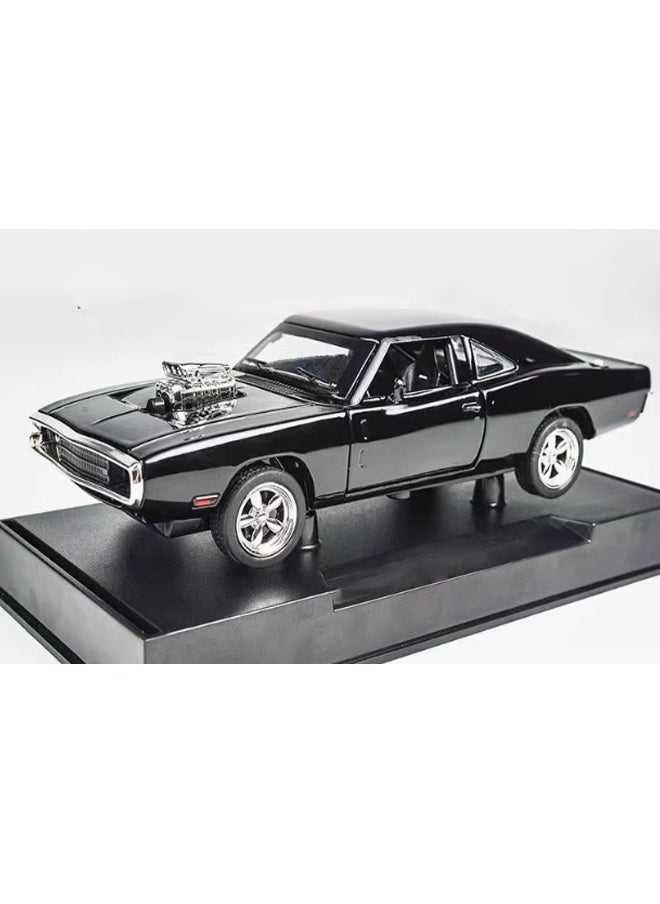 Generic 1/32 Dodge Charger Car Model - Fast & Furious Dom's 1970 R/T Alloy Diecast Pull-Back Toy with Lights & Sounds, Collectible Muscle Vehicle Gift for Kids & Adults, Black  - Image 1