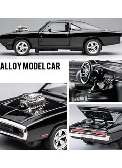 Generic 1/32 Dodge Charger Car Model - Fast & Furious Dom's 1970 R/T Alloy Diecast Pull-Back Toy with Lights & Sounds, Collectible Muscle Vehicle Gift for Kids & Adults, Black  - Image 4