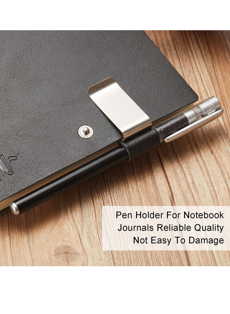 KASTWAVE حامل أقلام 4 قطع لحامل الدفاتر، غلاف قلم من جلد PU، حلقات أقلام لمفكرات الدفاتر مع مشابك للدفتر ولوحة الكتابة في المنزل، الجيب، المكتب، يناسب معظم أحجام الأقلام - Image 2