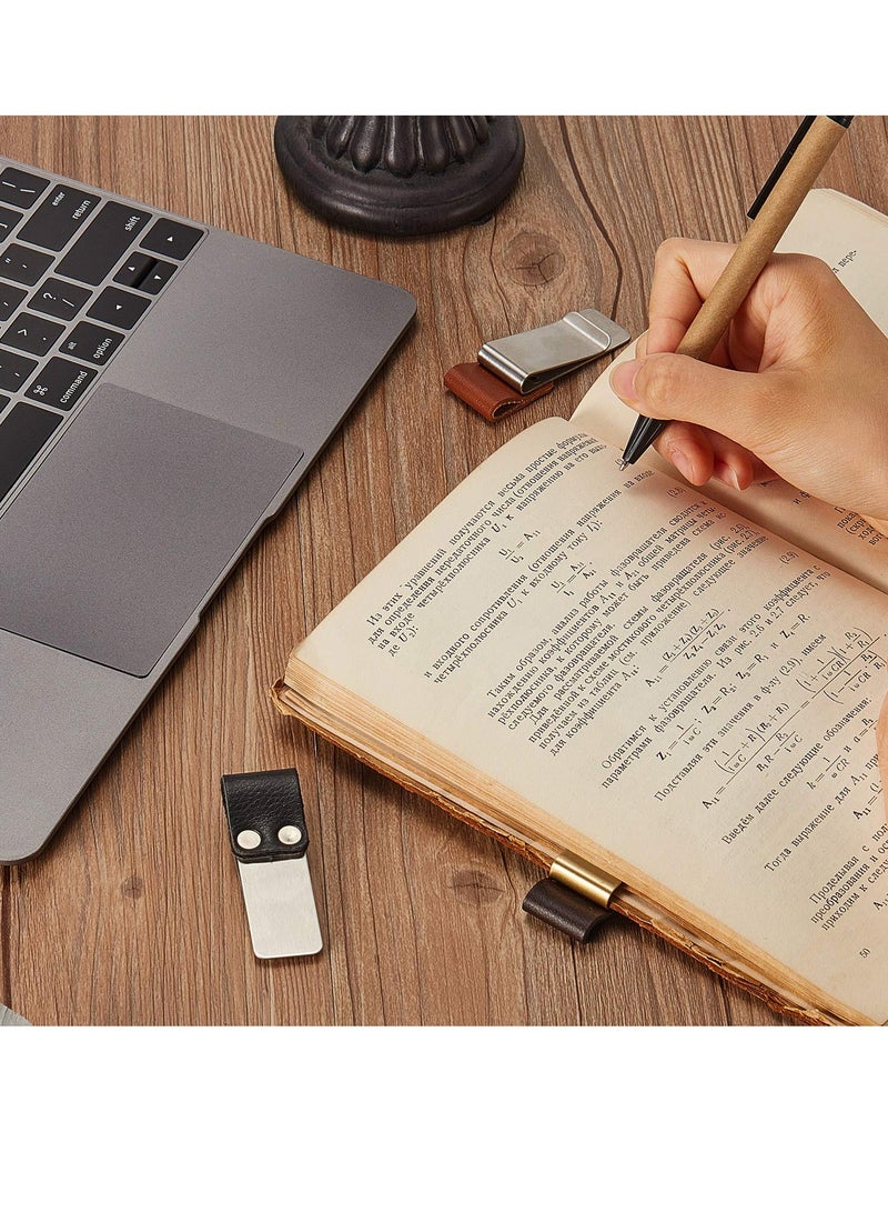 KASTWAVE حامل أقلام 4 قطع لحامل الدفاتر، غلاف قلم من جلد PU، حلقات أقلام لمفكرات الدفاتر مع مشابك للدفتر ولوحة الكتابة في المنزل، الجيب، المكتب، يناسب معظم أحجام الأقلام - Image 5