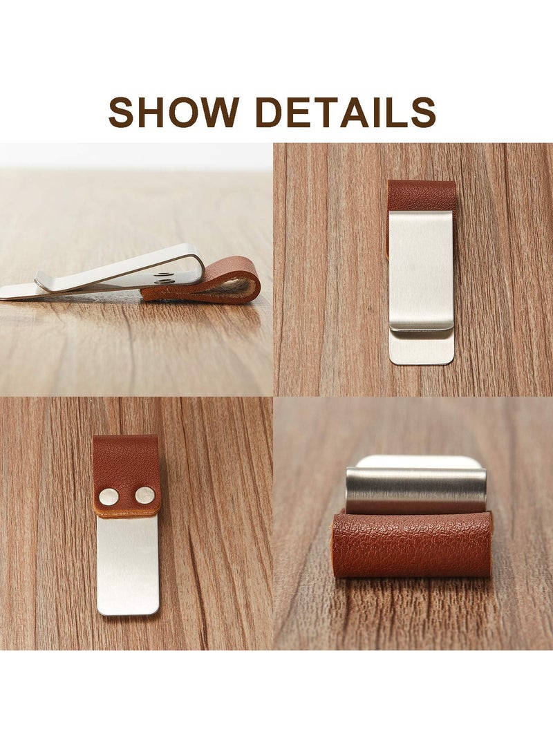 KASTWAVE حامل أقلام 4 قطع لحامل الدفاتر، غلاف قلم من جلد PU، حلقات أقلام لمفكرات الدفاتر مع مشابك للدفتر ولوحة الكتابة في المنزل، الجيب، المكتب، يناسب معظم أحجام الأقلام - Image 3