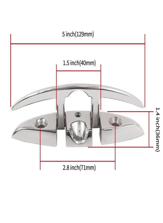 Laorde Boat Cleat 316 Stainless Steel Folding Cleats 5 Inch Marine Grade Rope Cleat Flip Up Dock Cleat for Boat Kayak and Decoration with Fastener 4 Pack - Image 4