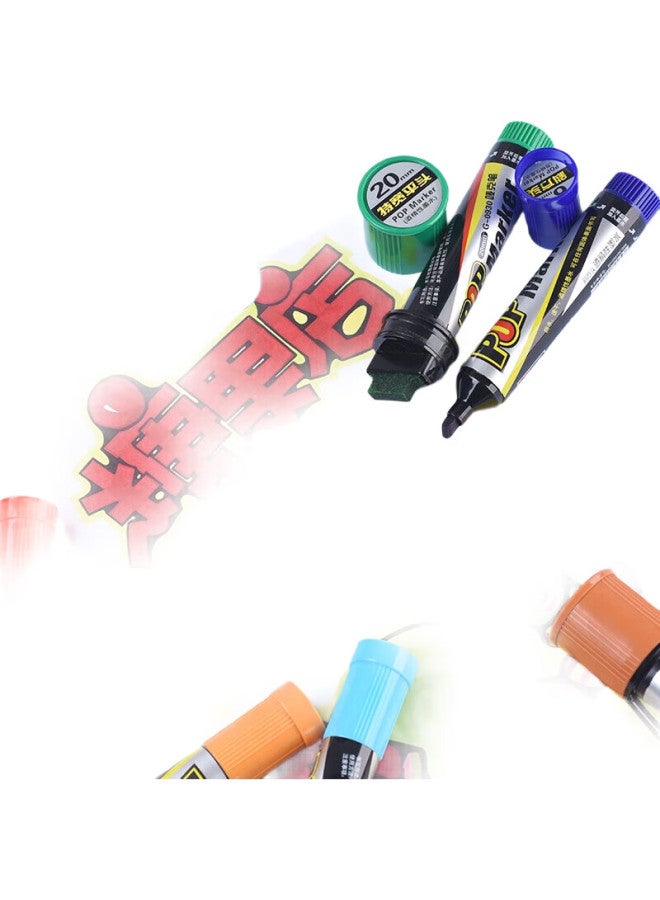 GENVANA Jin Wanianmai 30Mm Pop Poster Brush, Advertising Design Brush, Extra Wide Flat Tip, 12-Color Set G-0931T - Image 1