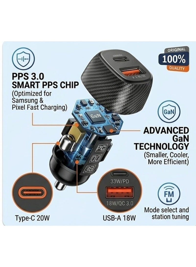 ORdEO 38W Car Fast Charger, (USB- Type C) Dual Port, Safe & Stable Fast Charging for iPhones & Android - Image 2