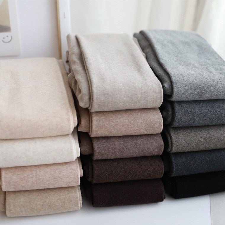 Oatmeal Leggings Cashmere Fleece Thick Cotton Vertical Grain Winter Morandi Pantyhose Foot - Image 2