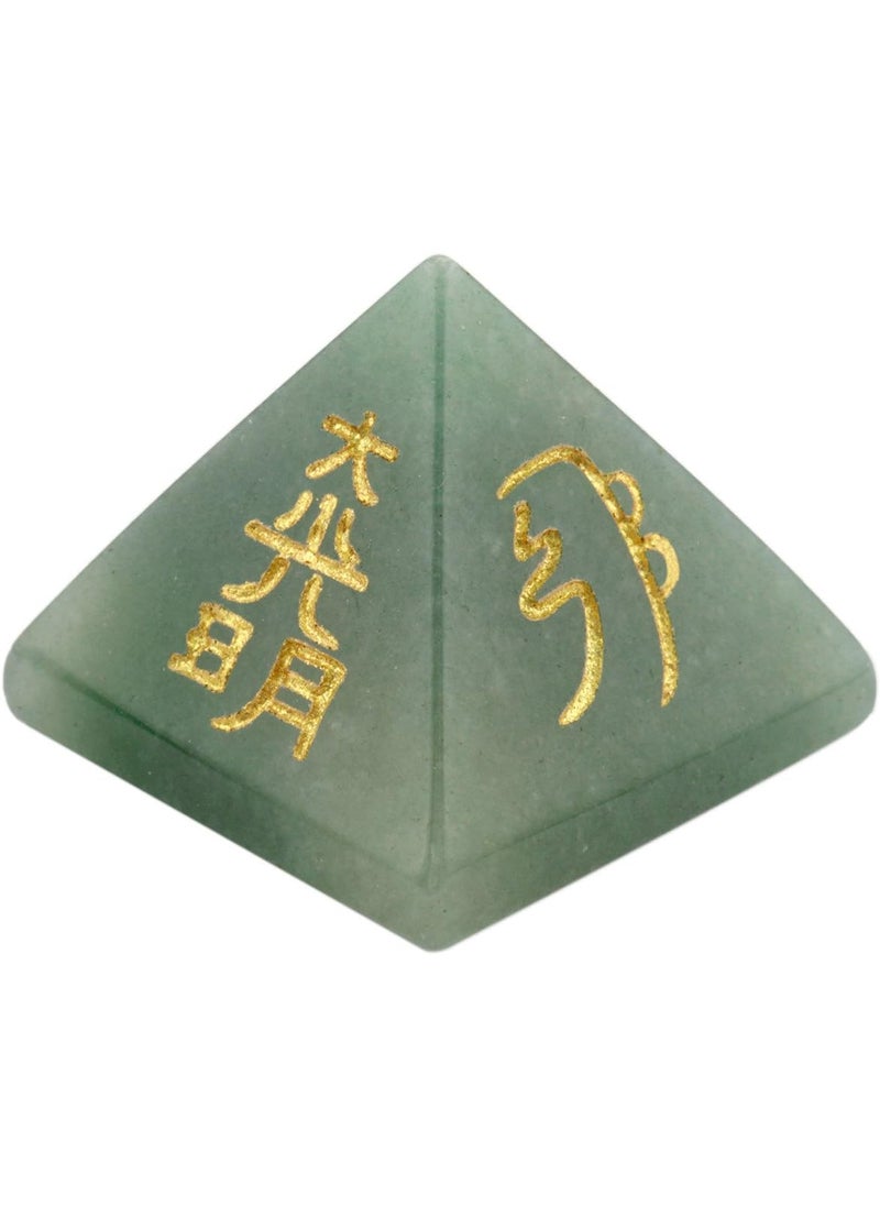 mookaitedecor mookaitedecor Green Aventurine Crystal Pyramid Stone with Engraved Chakra Symbol, Healing Crystals Energy Generator for Reiki Meditation Divination Decoration 